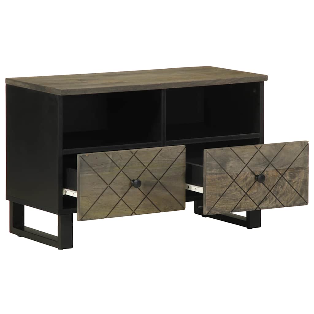 Mobile Porta TV-Mobile per TV-Credenza TV Nero 70x33x46 cm in Legno Massello di Mango 850532