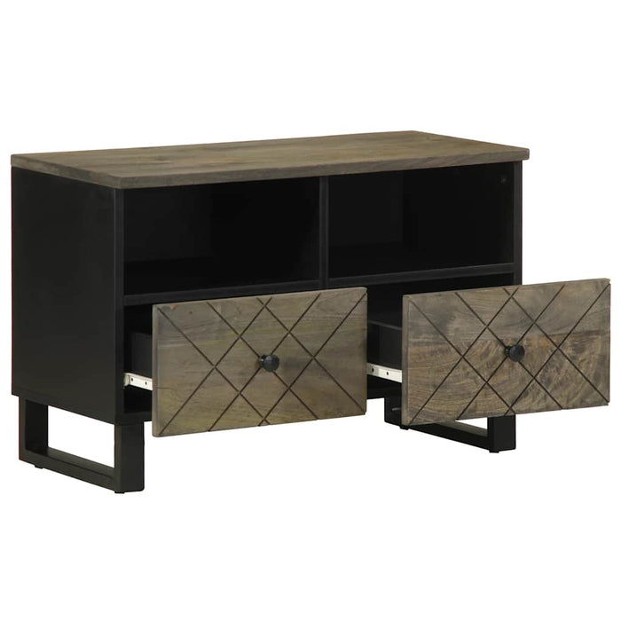 Mobile Porta TV-Mobile per TV-Credenza TV Nero 70x33x46 cm in Legno Massello di Mango 850532