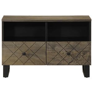 Mobile Porta TV-Mobile per TV-Credenza TV Nero 70x33x46 cm in Legno Massello di Mango 850532