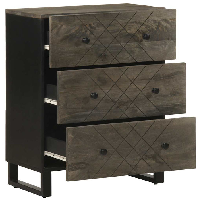Credenza-Buffet-Armadio da cucina Nera 60x33x75 cm in Legno Massello di Mango 504928