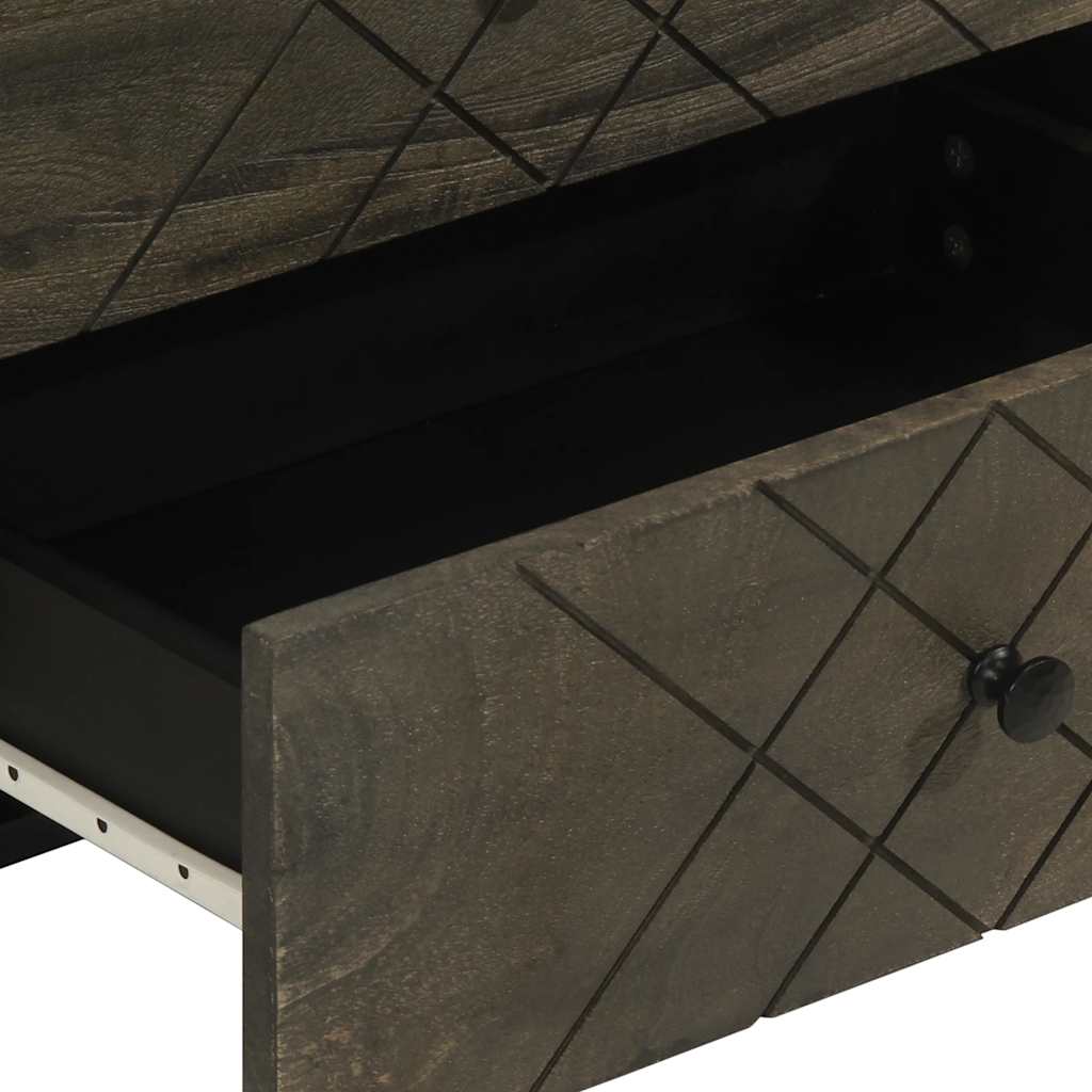 Comodino Nero 50x33x62 cm in Legno Massello di Mango