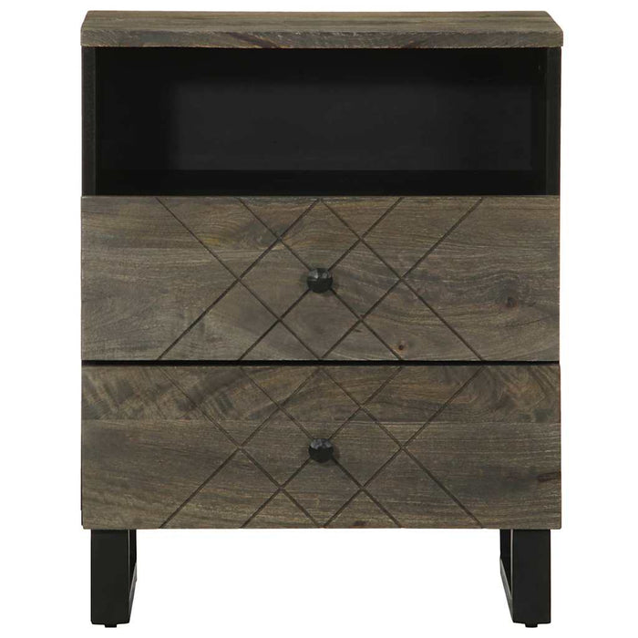 vidaXL Comodino Nero 50x33x62 cm in Legno Massello di Mango
