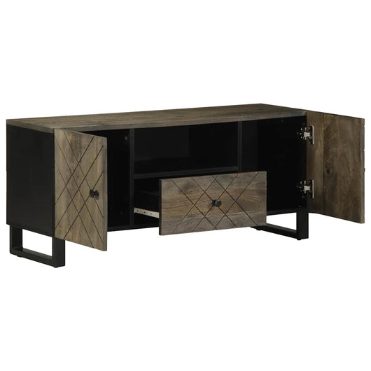 Mobile Porta TV-Mobile per TV-Credenza TV Nero 105x33x46 cm in Legno Massello di Mango 865638