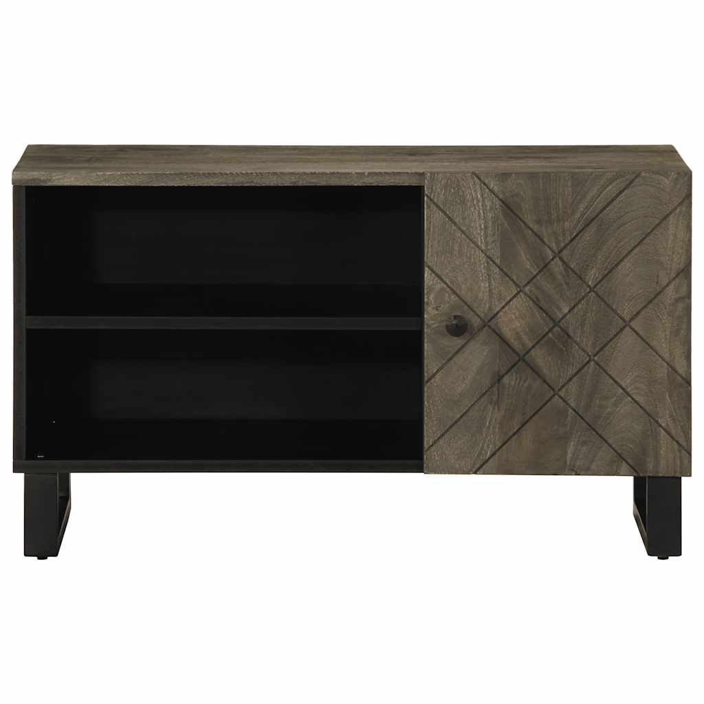Mobile Porta TV-Mobile per TV-Credenza TV Nero 80x33x46 cm in Legno Massello di Mango 440876