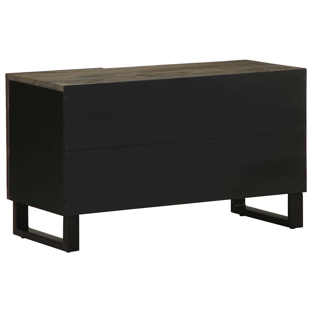Mobile Porta TV-Mobile per TV-Credenza TV Nero 80x33x46 cm in Legno Massello di Mango 440876