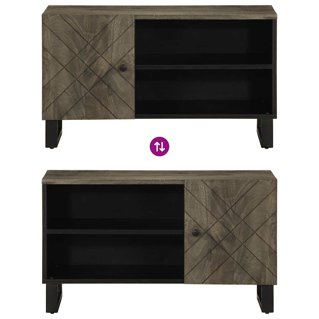 Mobile Porta TV-Mobile per TV-Credenza TV Nero 80x33x46 cm in Legno Massello di Mango 440876