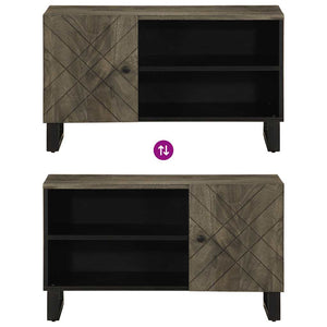 Mobile Porta TV-Mobile per TV-Credenza TV Nero 80x33x46 cm in Legno Massello di Mango 440876
