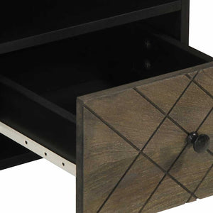 Mobile Porta TV-Mobile per TV-Credenza TV Nero 100x33x46 cm in Legno Massello di Mango 925961