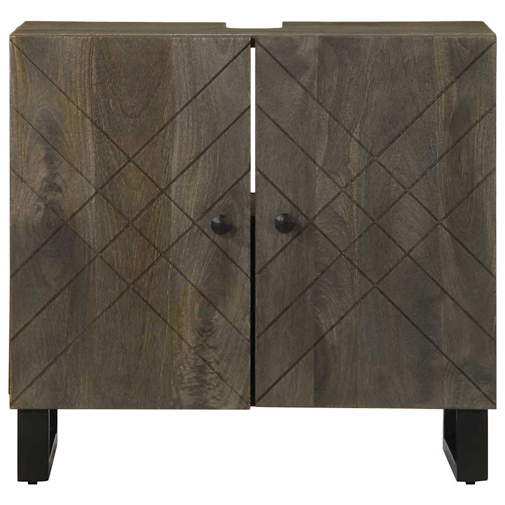 Mobile Lavabo-Armadietto da bagno Nero 62x33x58 cm Legno Massello di Mango