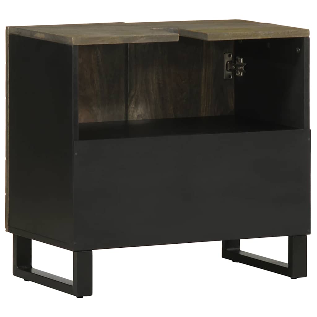 Mobile Lavabo-Armadietto da bagno Nero 62x33x58 cm Legno Massello di Mango