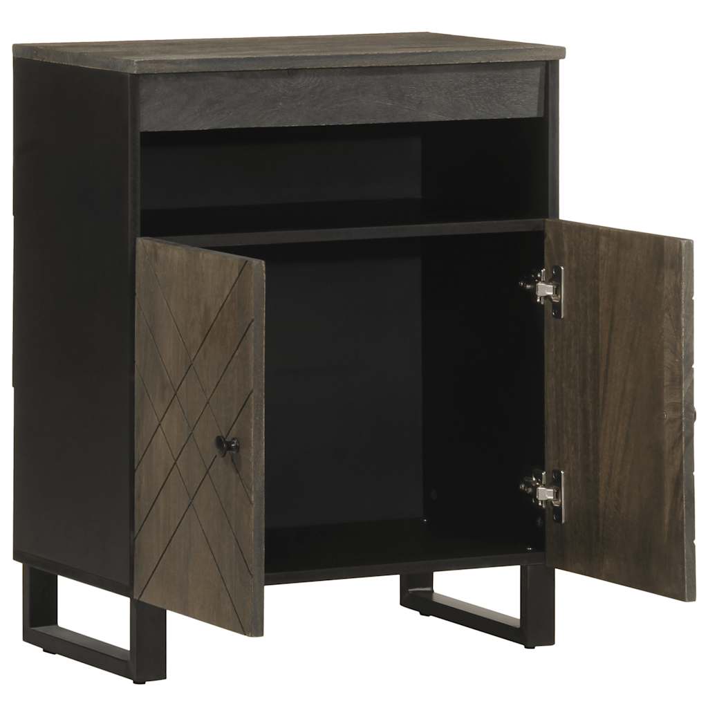 Credenza-Buffet-Armadio da cucina Nera 60x33x75 cm in Legno Massello di Mango 589090