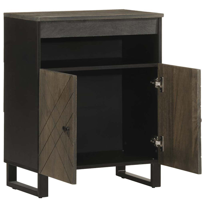 Credenza-Buffet-Armadio da cucina Nera 60x33x75 cm in Legno Massello di Mango 589090