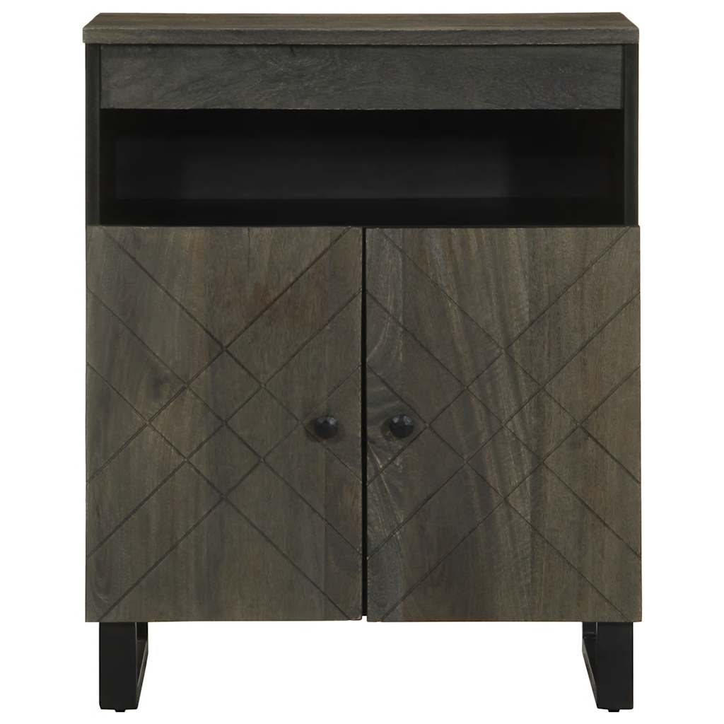 Credenza-Buffet-Armadio da cucina Nera 60x33x75 cm in Legno Massello di Mango 589090