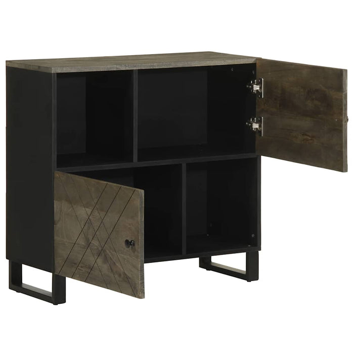 Credenza-Buffet-Armadio da cucina Nera 80x33x75 cm in Legno Massello di Mango