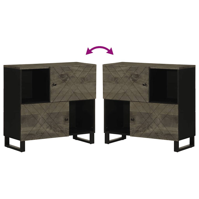 vidaXL Credenza Nera 80x33x75 cm in Legno Massello di Mango