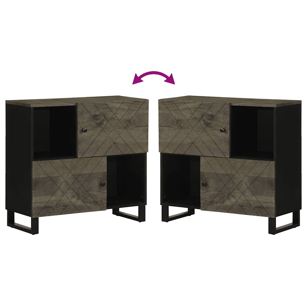 Credenza-Buffet-Armadio da cucina Nera 80x33x75 cm in Legno Massello di Mango