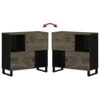 Credenza-Buffet-Armadio da cucina Nera 80x33x75 cm in Legno Massello di Mango