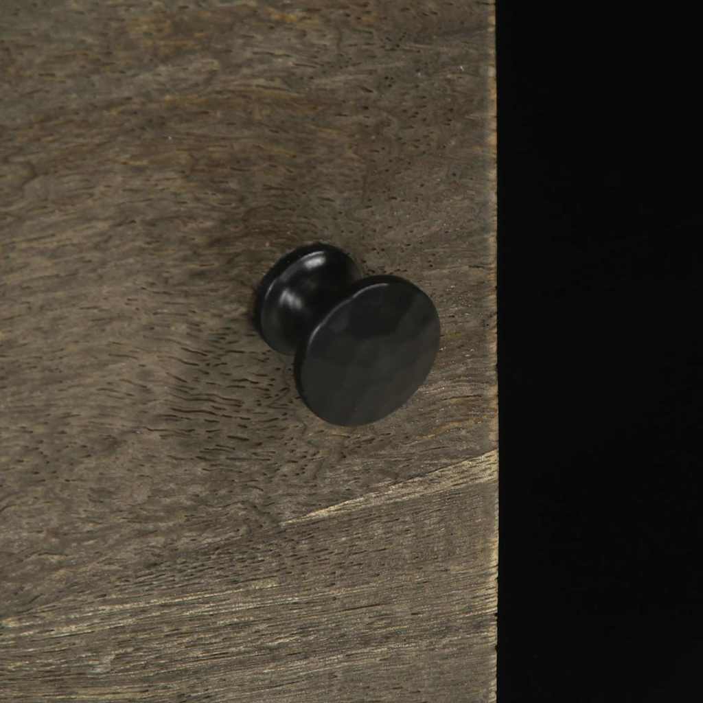 Credenza-Buffet-Armadio da cucina Nera 80x33x75 cm in Legno Massello di Mango