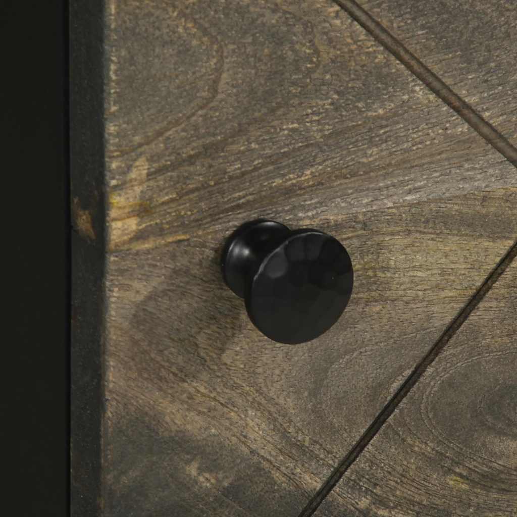 Credenza-Buffet-Armadio da cucina Nera 40x33x110 cm in Legno Massello di Mango 381695