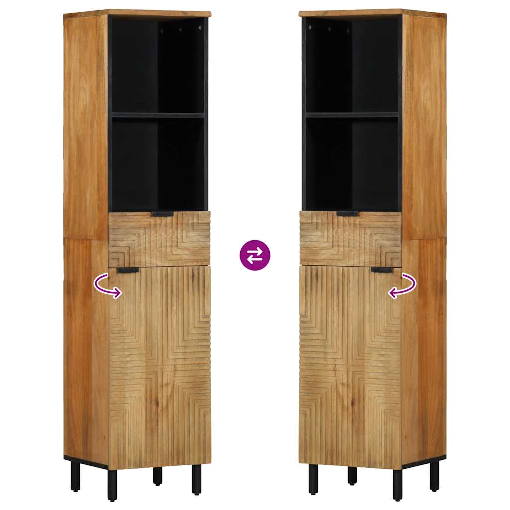 Mobile da Bagno Marrone 38x33x160 cm in Legno Massello di Mango