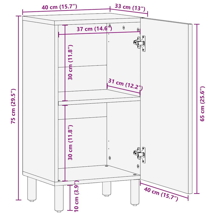 vidaXL Credenza Marrone 40x33x75 cm in Legno Massello di Mango