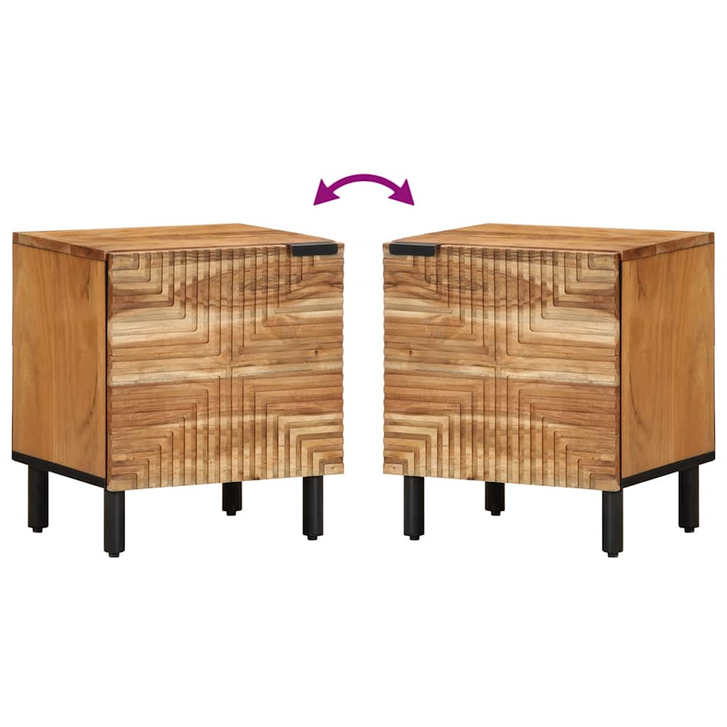 Comodino-Tavolino da notte 40x33x46 cm in Legno Massello di Acacia 493167