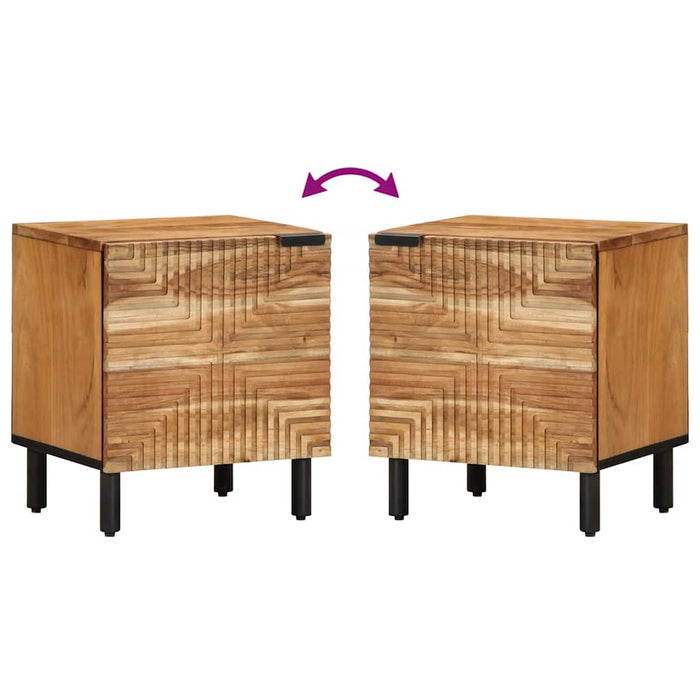 Comodino-Tavolino da notte 40x33x46 cm in Legno Massello di Acacia 493167