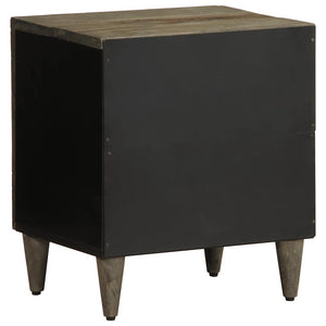 Comodino Grigio Chiaro 40x33x46 cm in Legno Massello di Mango 4017788