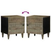 Comodino Grigio Chiaro 40x33x46 cm in Legno Massello di Mango