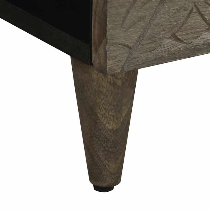 Comodino Grigio Chiaro 40x33x46 cm in Legno Massello di Mango 4017788