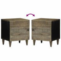 Comodini 2pz Grigio Chiaro 40x33x46 cm in Legno Massello Mango