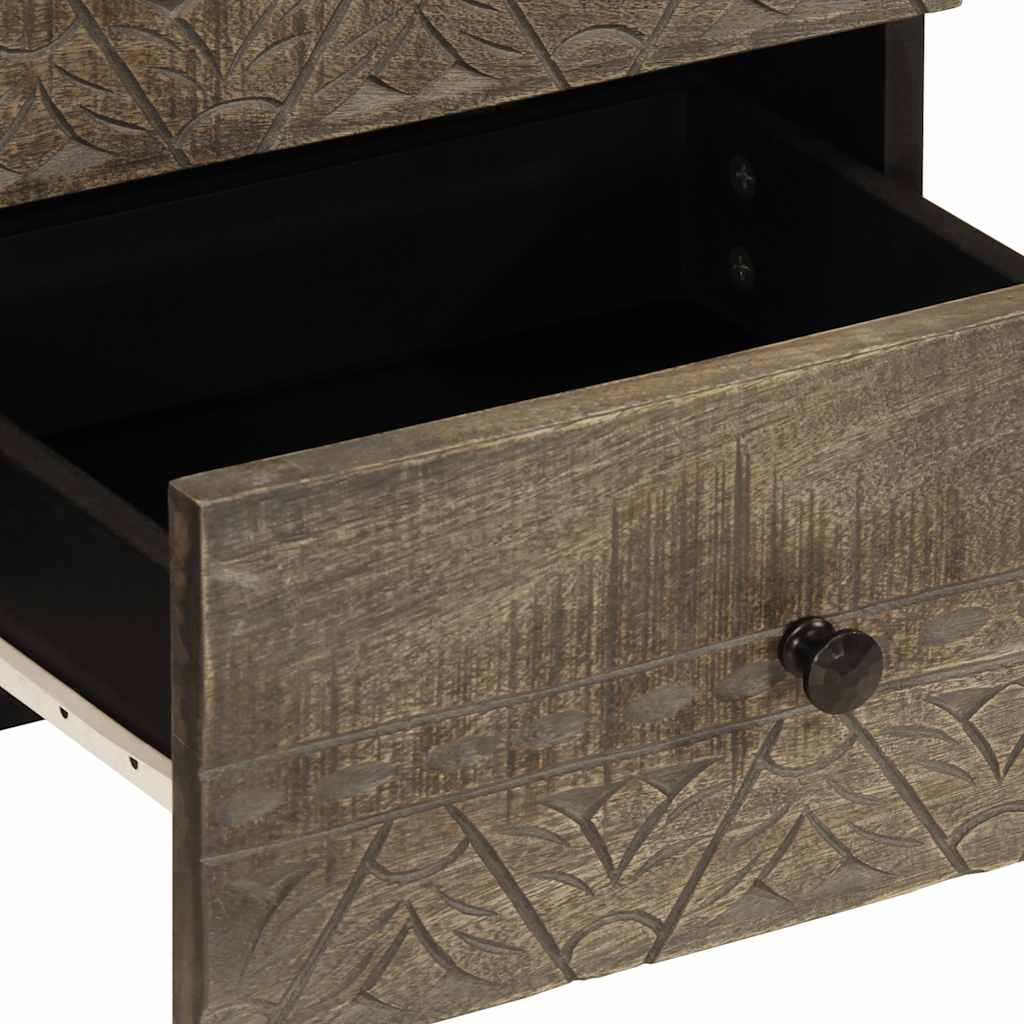 vidaXL Comodino Grigio Chiaro 40x33x46 cm in Legno Massello di Mango