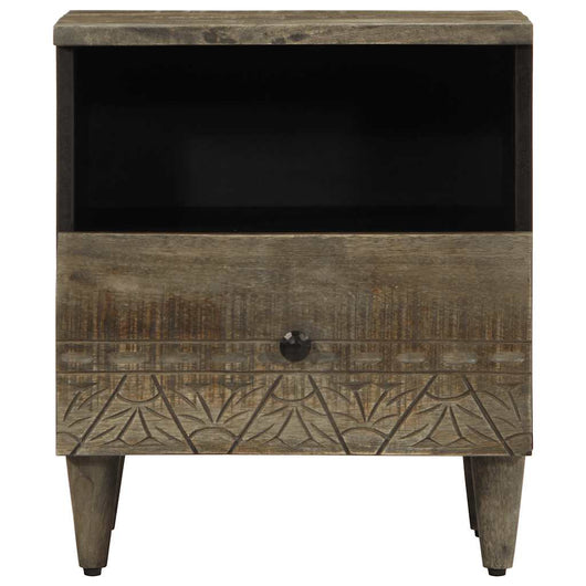 vidaXL Comodino Grigio Chiaro 40x33x46 cm in Legno Massello di Mango