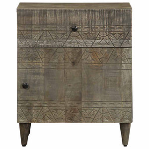 vidaXL Comodino Grigio Chiaro 50x33x60 cm in Legno Massello di Mango