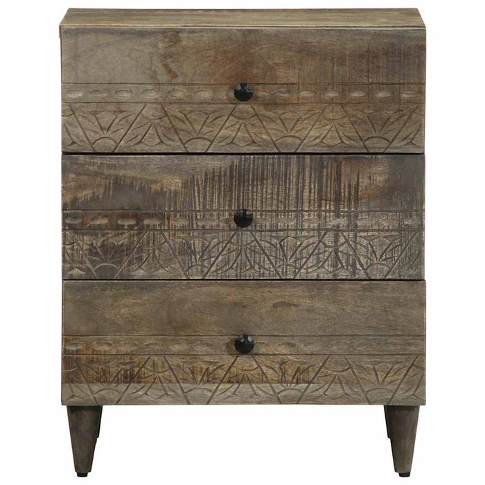 vidaXL Comodino Grigio Chiaro 50x33x60 cm in Legno Massello di Mango