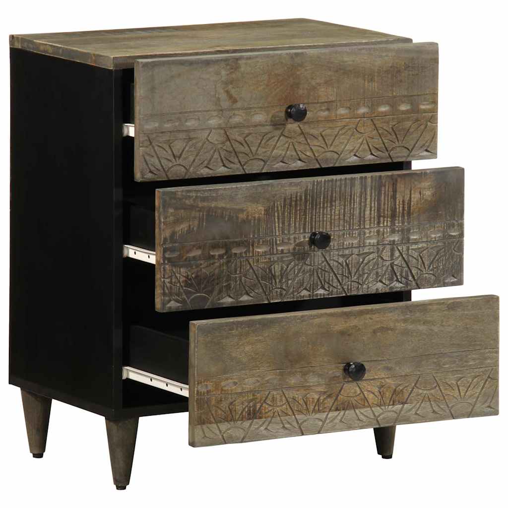 vidaXL Comodino Grigio Chiaro 50x33x60 cm in Legno Massello di Mango