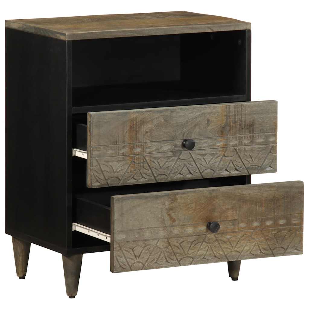vidaXL Comodino Grigio Chiaro 50x33x60 cm in Legno Massello di Mango