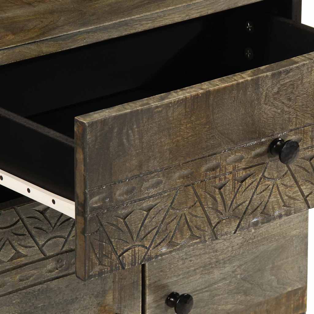 vidaXL Comodino Grigio Chiaro 50x33x60 cm in Legno Massello di Mango