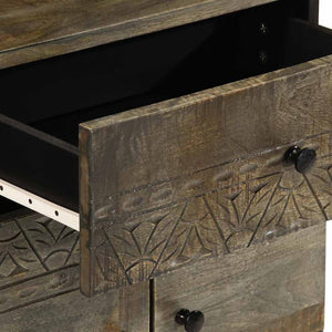 vidaXL Comodino Grigio Chiaro 50x33x60 cm in Legno Massello di Mango