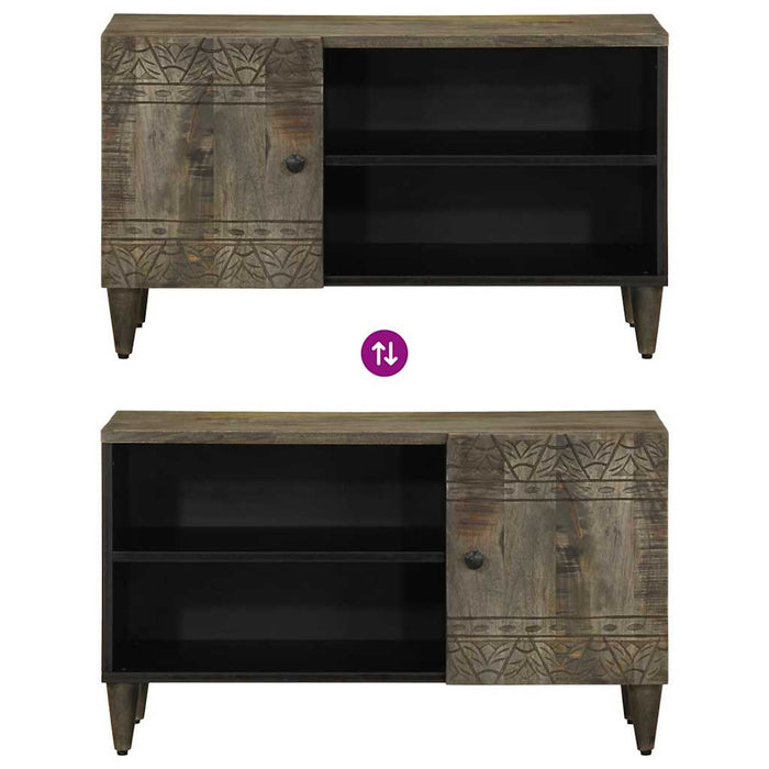 Mobile Porta TV-Mobile per TV-Credenza TV Grigio Chiaro 80x31,5x46 cm in Legno Mango