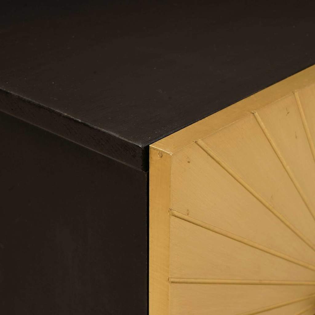 Comodino Nero e Oro 40 x 33.5 x 46 cm legno massello di mango 4017826