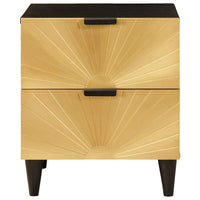 vidaXL Comodino Nero e Oro 40 x 33.5 x 46 cm legno massello di mango