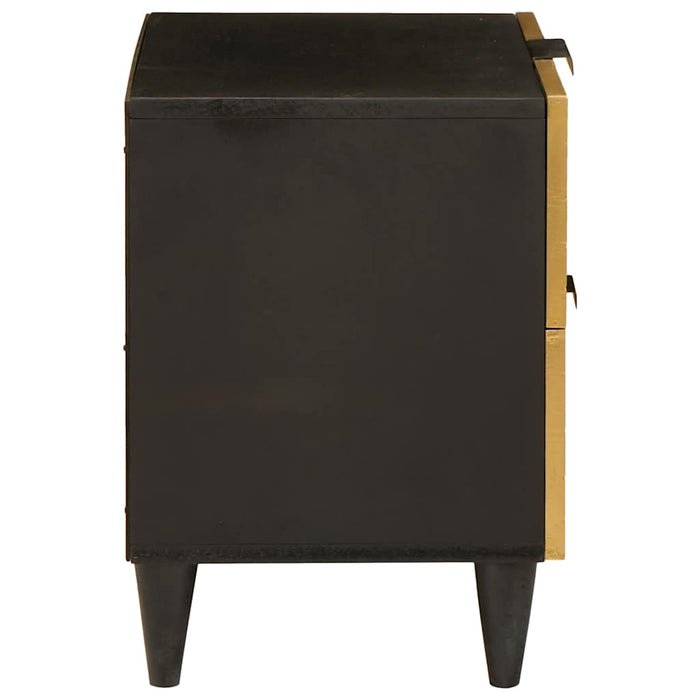 vidaXL Comodino Nero e Oro 40 x 33.5 x 46 cm legno massello di mango