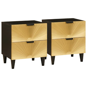 Comodino con cassetto 2 pcs Nero e Oro 40 x 33.5 x 46 cm 4017827