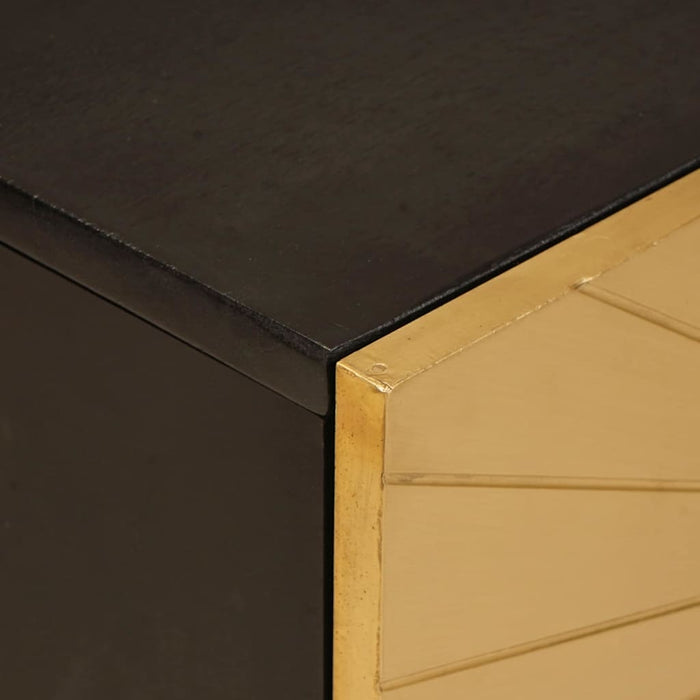 vidaXL Mobile TV Nero e Oro 105 x 33 x 46 cm legno massello di mango