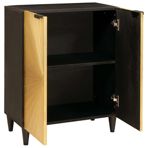 vidaXL Credenza Nero e Oro 60 x 33 x 75 cm legno massello di mango