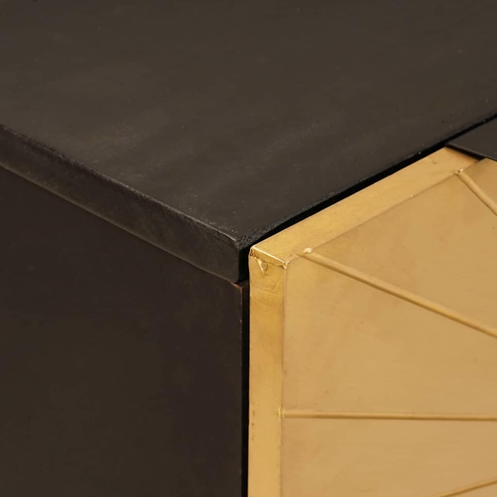 Credenza Nero e Oro 60 x 33 x 75 cm legno massello di mango 4017831