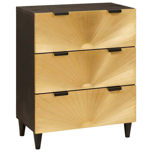 Credenza Nero e Oro 60 x 33 x 75 cm legno massello di mango 4017831