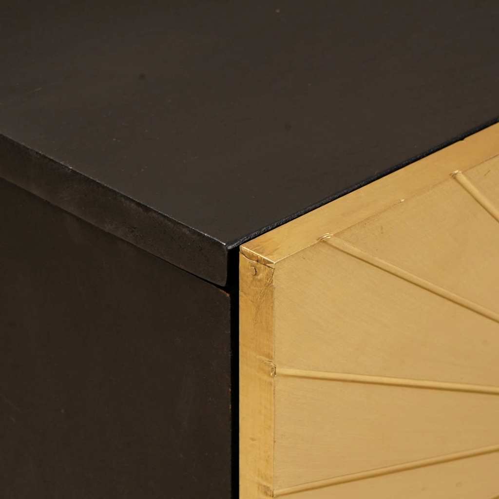 vidaXL Comodino Nero e Oro 50 x 33 x 60 cm legno massello di mango