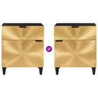 vidaXL Comodino Nero e Oro 50 x 33 x 60 cm legno massello di mango